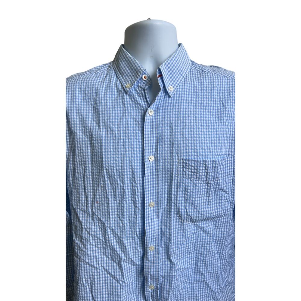 đź’™McLaughlin M Blue Gingham Button Down Shirt Classic Preppy Modern Prep Layer - Picture 2 of 4